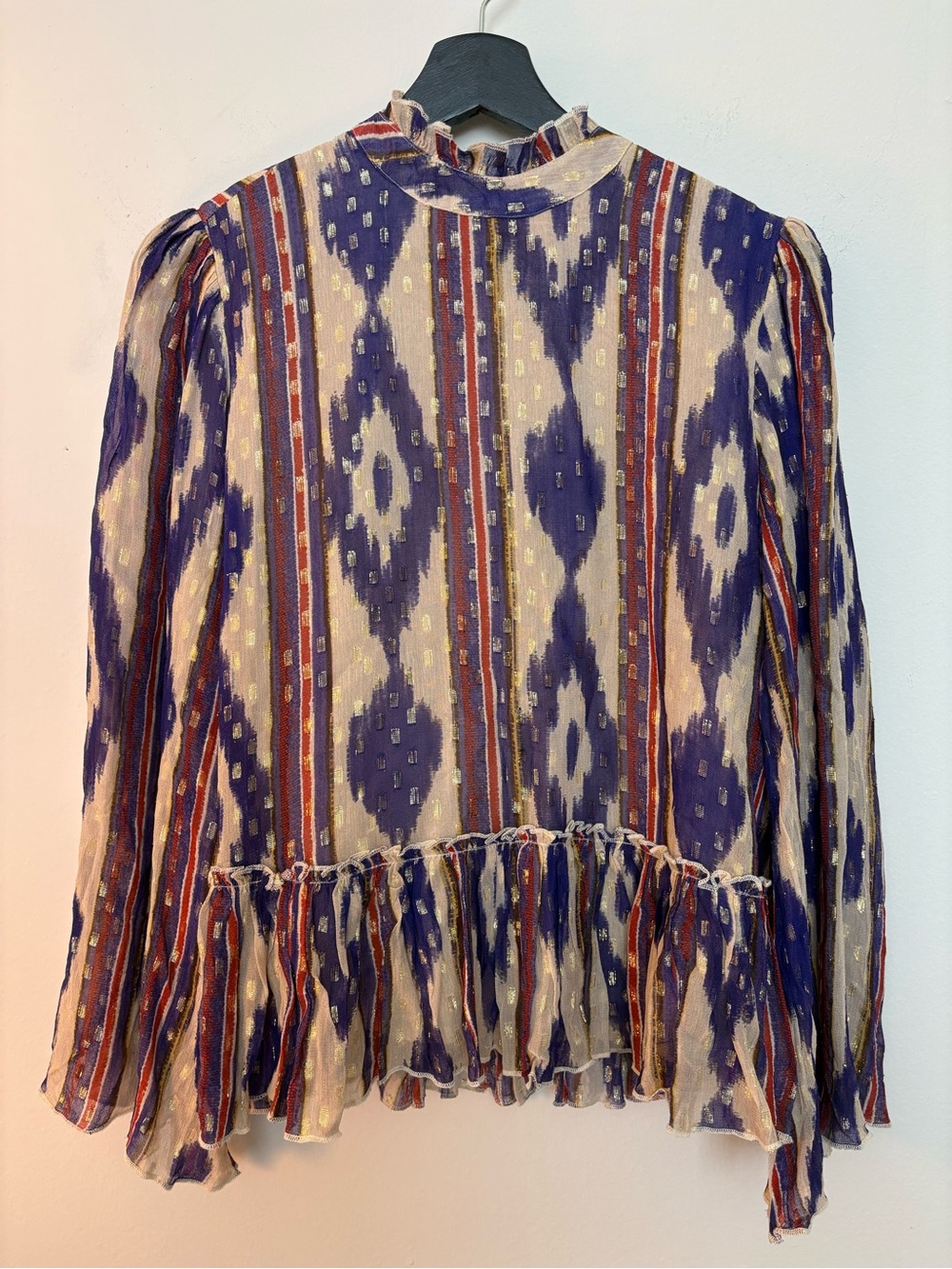 Oliphant Women’s Flare Peplum Long Sleeve Fully Lined Blouse Size XS Sku #138